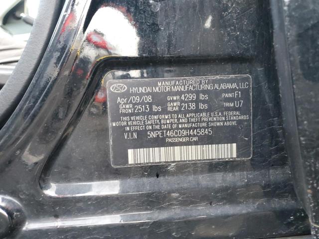 5NPET46C09H445845 - 2009 HYUNDAI SONATA GLS BLACK photo 12