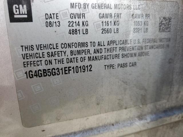 1G4GB5G31EF101912 - 2014 BUICK LACROSSE SILVER photo 13