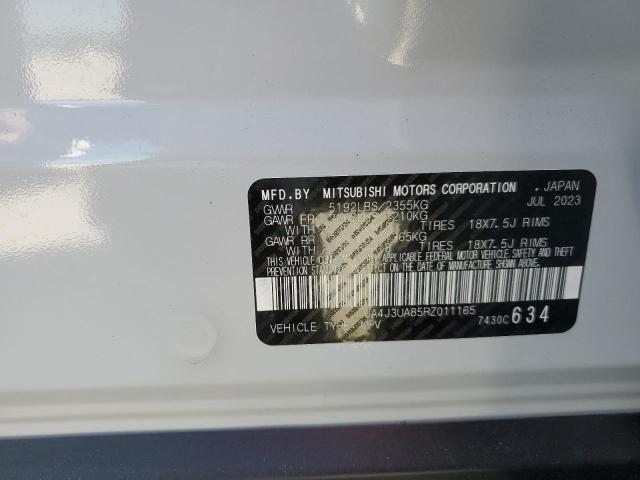 JA4J3UA85RZ011165 - 2024 MITSUBISHI OUTLANDER ES WHITE photo 14