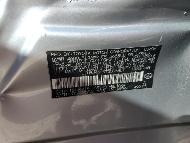 JTHBJ46G572006651 - 2007 LEXUS ES 350 SILVER photo 12