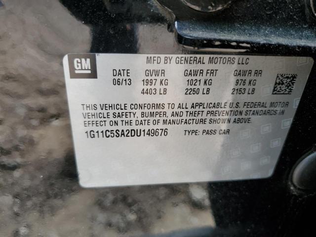 1G11C5SA2DU149676 - 2013 CHEVROLET MALIBU 1LT BLACK photo 12