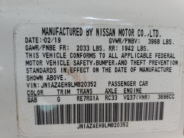 JN1AZ4EH9LM820352 - 2020 NISSAN 370Z BASE WHITE photo 12