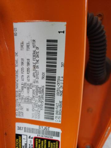 5TFRY5F10MX280416 - 2021 TOYOTA TUNDRA DOUBLE CAB SR/SR5 ORANGE photo 12