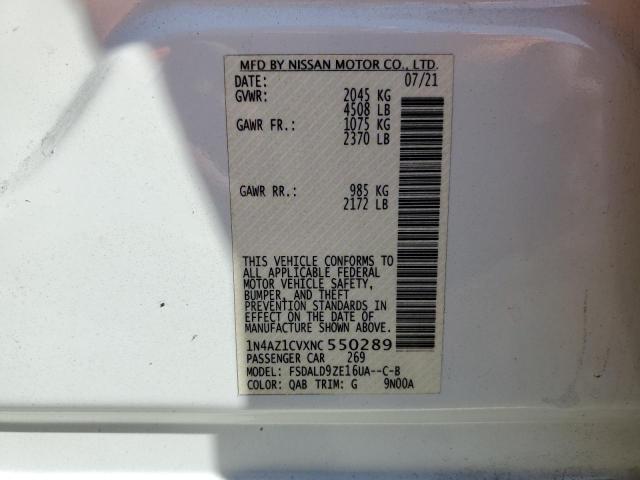 1N4AZ1CVXNC550289 - 2022 NISSAN LEAF SV WHITE photo 12