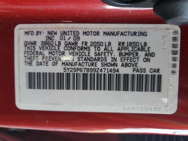 5Y2SP67899Z471494 - 2009 PONTIAC VIBE RED photo 12