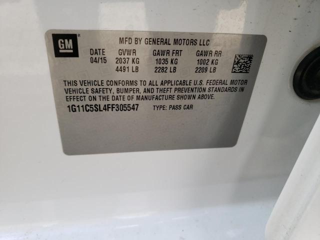 1G11C5SL4FF305547 - 2015 CHEVROLET MALIBU 1LT WHITE photo 13