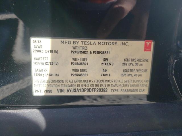 5YJSA1DP0DFP20392 - 2013 TESLA MODEL S Սև լուսանկար 12