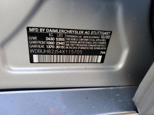 WDBUH82J54X115705 - 2004 MERCEDES-BENZ E 320 4MATIC SILVER photo 12