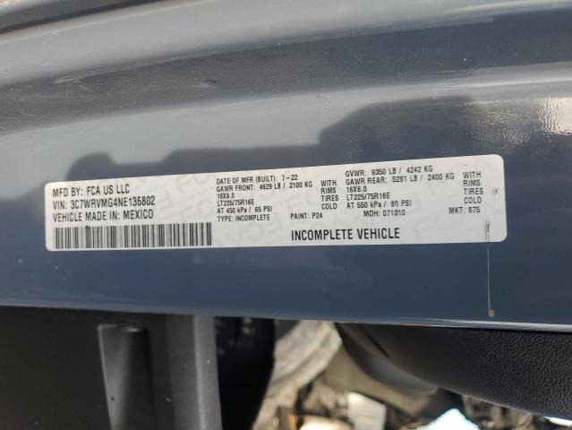 3C7WRVMG4NE136802 - 2022 RAM PROMASTER 3500 STANDARD Серый фото 12