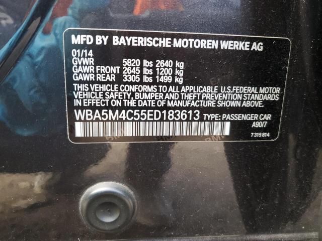 WBA5M4C55ED183613 - 2014 BMW 535 XIGT CHARCOAL photo 12