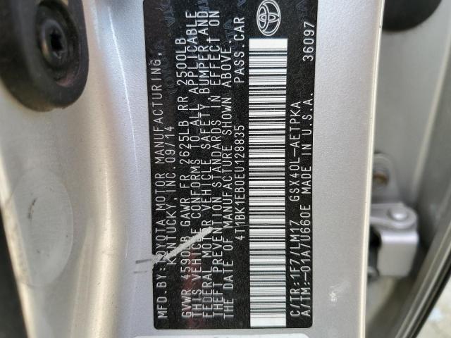 4T1BK1EB0EU128835 - 2014 TOYOTA AVALON BASE 银色 照片 12