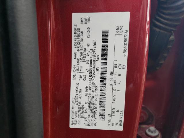 1FT8W4DT1KEE11801 - 2019 FORD F450 SUPER DUTY RED photo 13