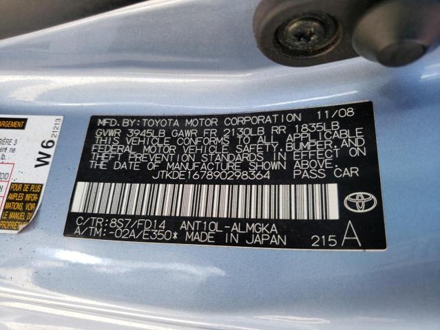 JTKDE167890298364 - 2009 TOYOTA SCION TC 蓝色 照片 12