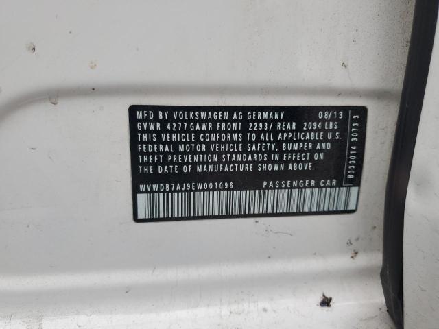 WVWDB7AJ9EW001096 - 2014 VOLKSWAGEN GOLF WHITE photo 12