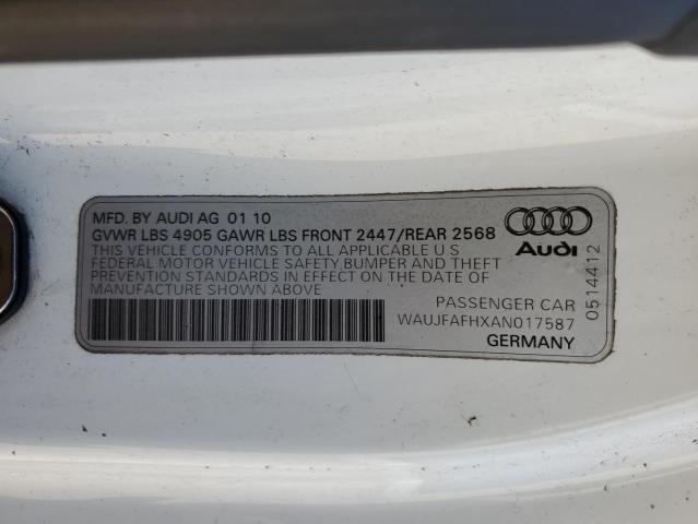 WAUJFAFHXAN017587 - 2010 AUDI A5 PREMIUM PLUS WHITE photo 12