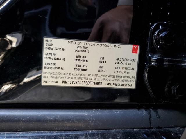 5YJSA1CP3DFP16936 - 2013 TESLA MODEL S Սև լուսանկար 12