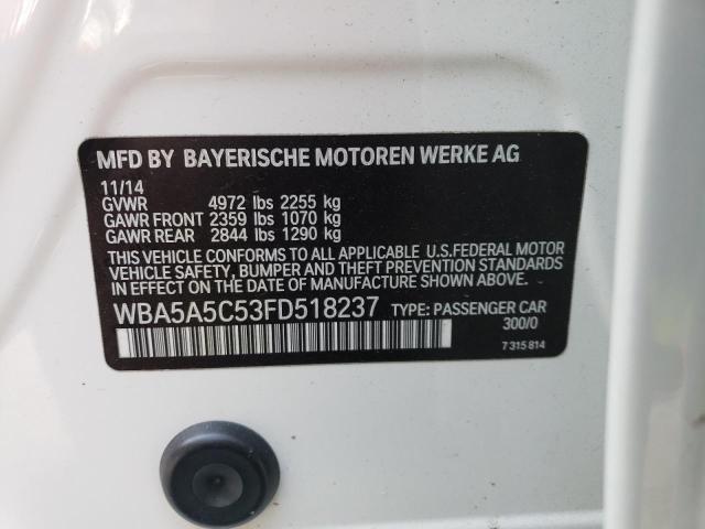 WBA5A5C53FD518237 - 2015 BMW 528 I WHITE photo 12