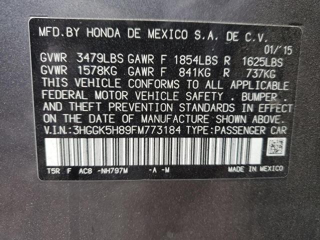 3HGGK5H89FM773184 - 2015 HONDA FIT EX GRAY photo 12