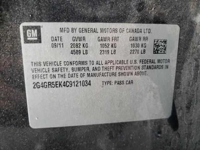 2G4GR5EK4C9121034 - 2012 BUICK REGAL 黑色 照片 12