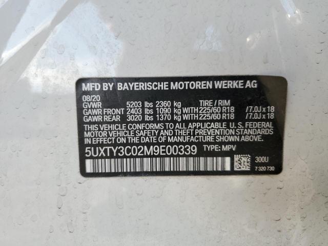 5UXTY3C02M9E00339 - 2021 BMW X3 SDRIVE30I WHITE photo 13