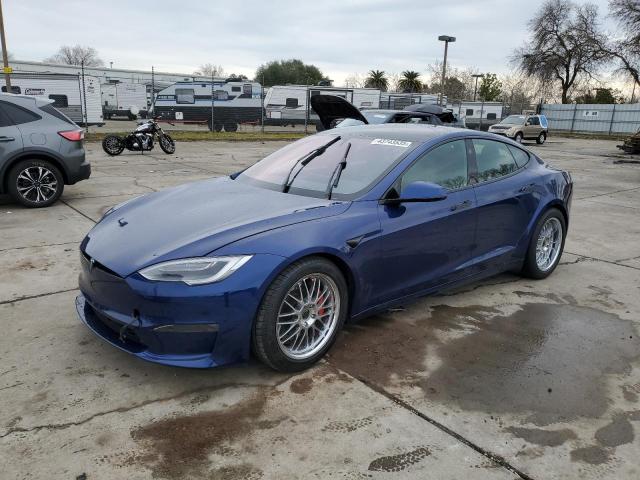 5YJSA1E53MF443685 - 2021 TESLA MODEL S BLUE photo 1