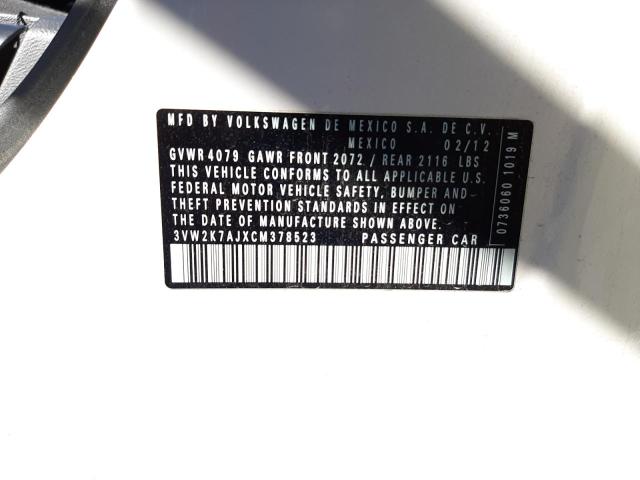 3VW2K7AJXCM378523 - 2012 VOLKSWAGEN JETTA BASE Weiß Foto 13