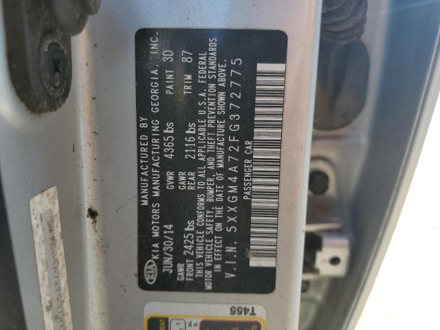 5XXGM4A72FG372775 - 2015 KIA OPTIMA LX SILVER photo 12