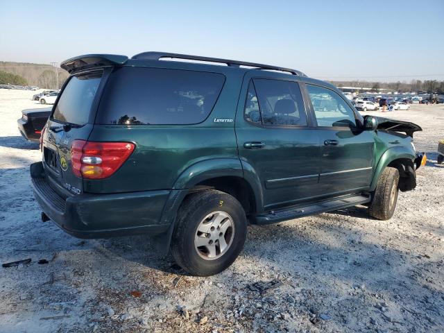 5TDBT48A92S098448 - 2002 TOYOTA SEQUOIA LIMITED GREEN photo 3