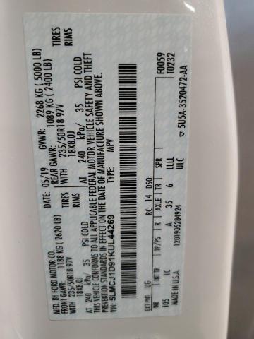 5LMCJ1D91KUL44269 - 2019 LINCOLN MKC WHITE photo 13