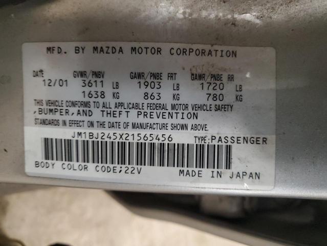 JM1BJ245X21565456 - 2002 MAZDA PROTEGE PR5 银色 照片 12