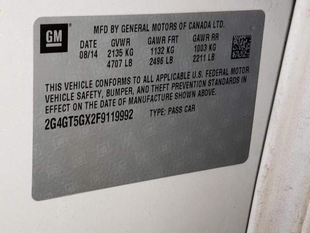 2G4GT5GX2F9119992 - 2015 BUICK REGAL GS Ақ фото 13