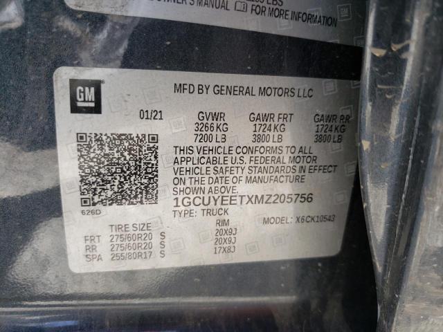 1GCUYEETXMZ205756 - 2021 CHEVROLET SILVERADO K1500 RST GRAY photo 13