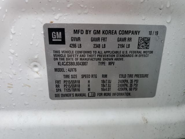 KL4CJCSB0LB043007 - 2020 BUICK ENCORE ESSENCE WHITE photo 13