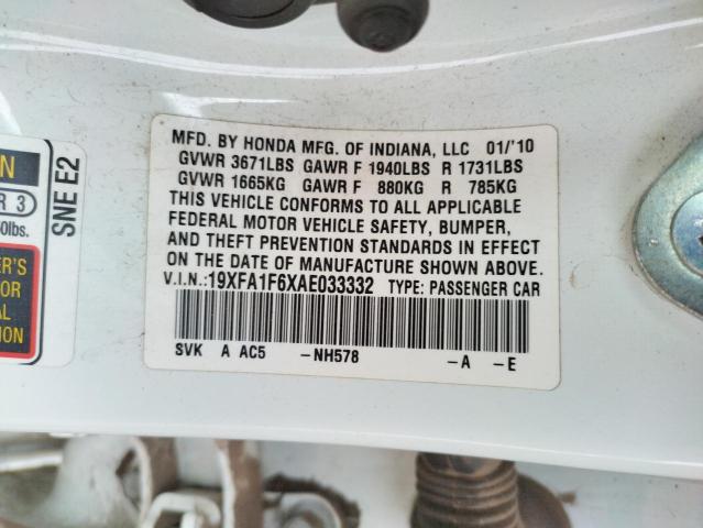 19XFA1F6XAE033332 - 2010 HONDA CIVIC LX-S Ağ foto 12