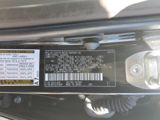 JTJBM7FX9A5011509 - 2010 LEXUS GX 460 BLACK photo 13