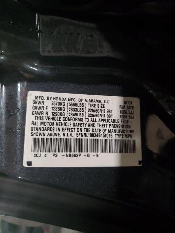 5FNRL18834B151016 - 2004 HONDA ODYSSEY EX GRAY photo 13