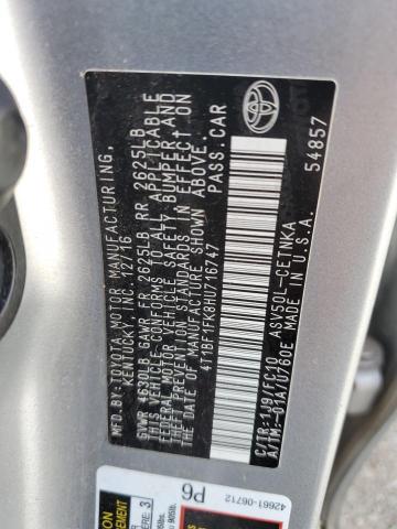 4T1BF1FK8HU716747 - 2017 TOYOTA CAMRY LE SILVER photo 12