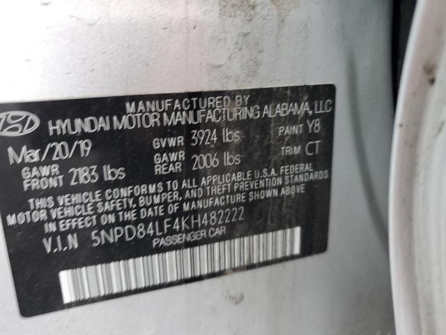 5NPD84LF4KH482222 - 2019 HYUNDAI ELANTRA SEL SILVER photo 12