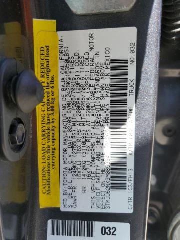 3TMJU62NX9M085394 - 2009 TOYOTA TACOMA DOUBLE CAB PRERUNNER GRAY photo 13