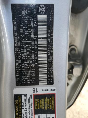 4T1BK1EB6EU119170 - 2014 TOYOTA AVALON BASE 银色 照片 12