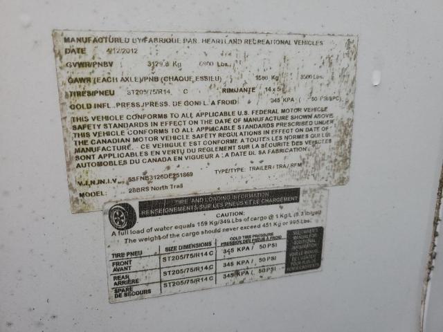 5SFNB3126DE251869 - 2013 HRTL NORTHTRAIL 白色 照片 10