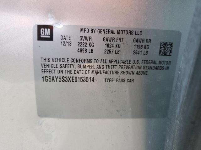 1G6AY5S3XE0153514 - 2014 CADILLAC CTS PERFORMANCE COLLECTION SILVER photo 12