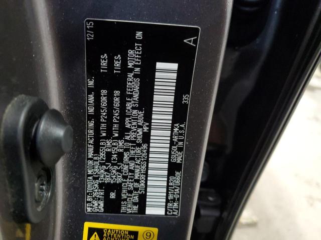 5TDKKRFH9GS126496 - 2016 TOYOTA HIGHLANDER XLE 灰色 照片 13