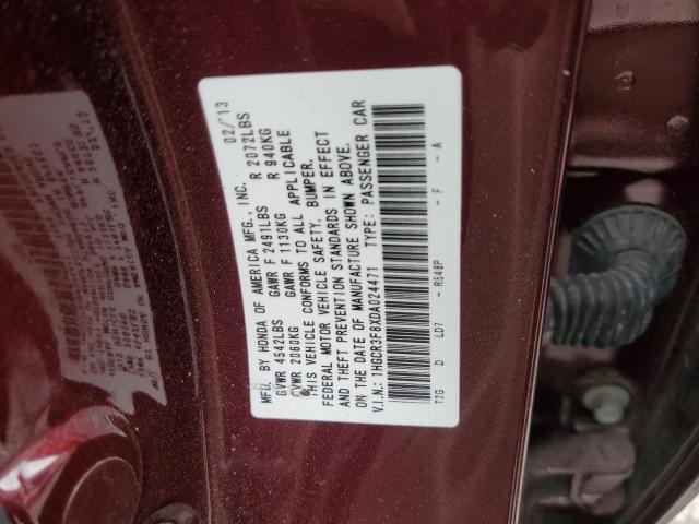 1HGCR3F8XDA024471 - 2013 HONDA ACCORD EXL BURGUNDY photo 12