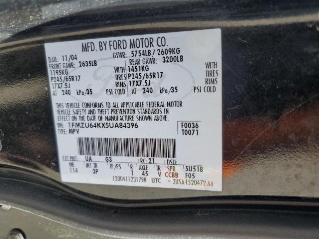 1FMZU64KX5UA84396 - 2005 FORD EXPLORER EDDIE BAUER BLACK photo 13