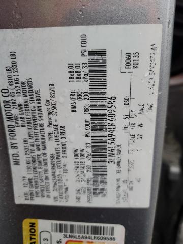 3LN6L5A94LR609586 - 2020 LINCOLN MKZ SILVER photo 12