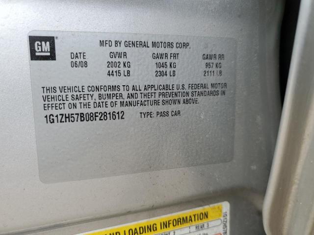 1G1ZH57B08F281612 - 2008 CHEVROLET MALIBU 1LT SILVER photo 12