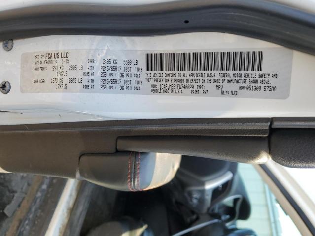 1C4PJMBS1FW740020 - 2015 JEEP CHEROKEE TRAILHAWK WHITE photo 13