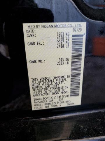 1N4BL4CV3LC236598 - 2020 NISSAN ALTIMA SR BLACK photo 12