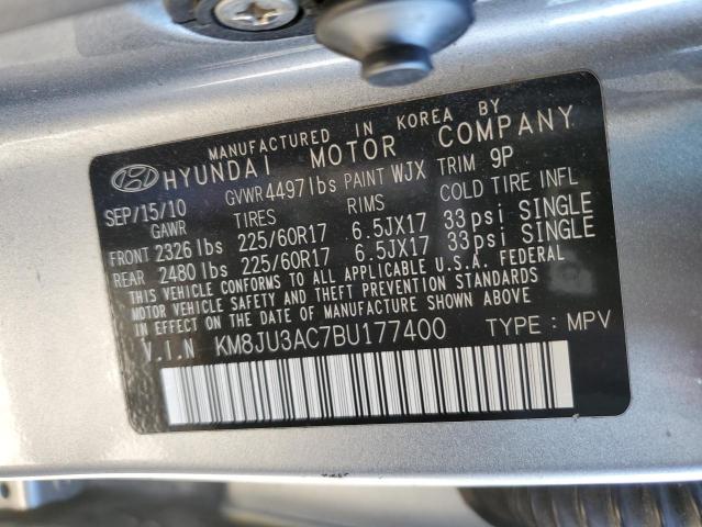 KM8JU3AC7BU177400 - 2011 HYUNDAI TUCSON GLS SILVER photo 13